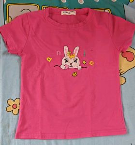 Cute Bunny T-shirt and Denim Shorts Set