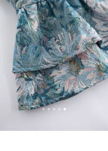 Blue Floral Tiered Peplum Tube Top