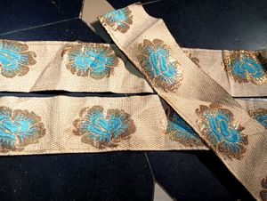Beige big border with Blue Floral Design