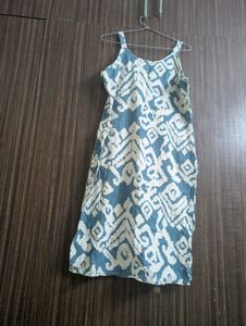 Blue &amp; White Printed Dress
