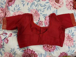 Elegant Red Banarasi Saree (blouse 38in)