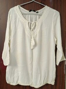 Elegant Embroidered Tassel Top