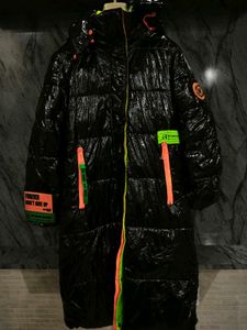 Black Puffer Coat with Neon Accents