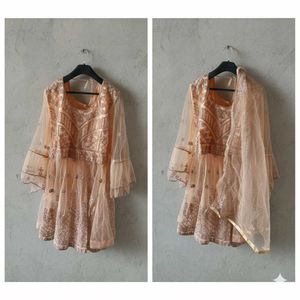 Elegant Peach Kurta Set with Dupatta