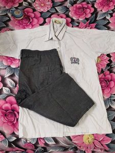 Men's White shirt and Grey Trousers Set