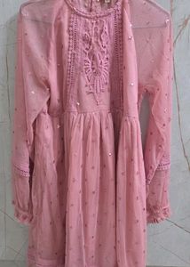 Girls Pink Embroidered Party Dress