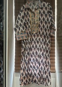 Printed Shirt Collar Pathani Kurta And Salwar