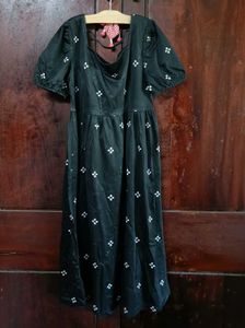 Black Puff Sleeve Square Neck Dress
