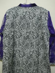 Mango Print Purple Kurta With Net Sleeves