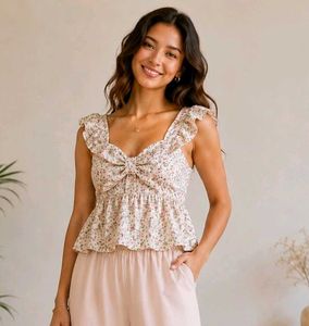 Floral Print Bow Top
