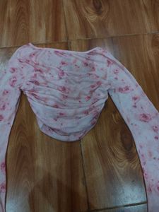 Floral Bell Sleeve Crop Top