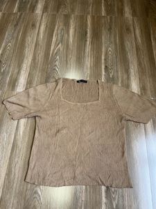 Brown Square Neck Top