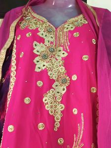 Pink &amp; Gold Embellished Salwar Kameez