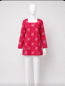 Red Floral Print Kurta