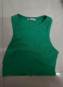 Green Ribbed Tank Top