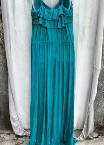 I. Teal Ruffle Maxi Dress