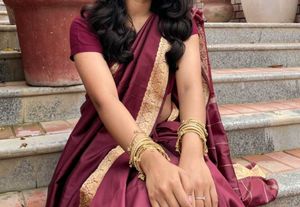 Elegant Maroon Satin Saree