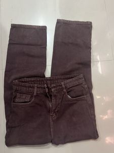 Dark brown washed denim jeans
