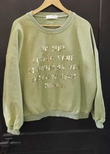 Elegant Green Embellished Sweatshirt