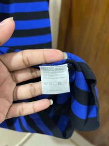 NIKKIE Blue &amp; Black Striped Knit Dress