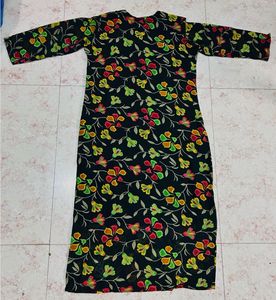 Chikonkari work Black Floral Kurta