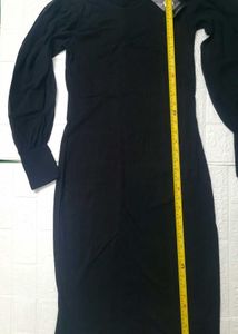 Fig Brand New Black Ribbed Midi Dress