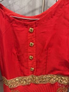 Vibrant Red Floral Kurta Set