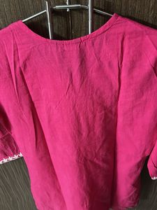 Pink Embroidered Kurti Top