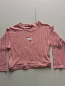 Pink Ribbed Crop Top