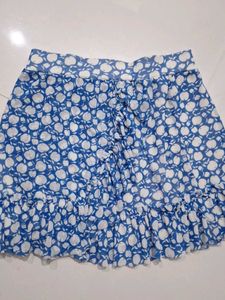 White Ribbed Tank Top and Blue Floral Skirt Set