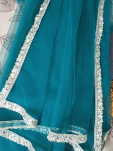 Beautiful Teal Dupatta with Embellished Border