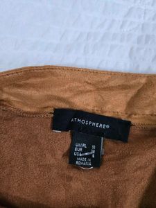 Stylish Tan Button-Front Mini Skirt waist 30
