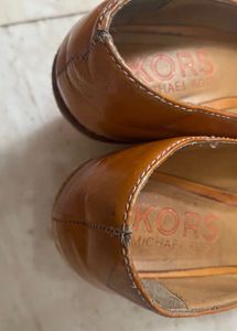 Michael Kors Leather Peep-Toe Wedges