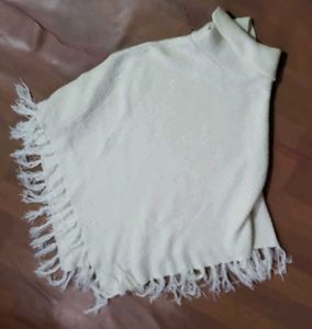 Cream Tassel Poncho