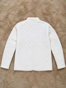 White Quilted Bomber Jacket