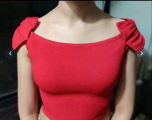 Chic Red Off-Shoulder Crop Top