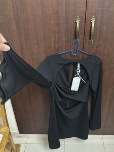 Black Cut-out Long Sleeve Dress