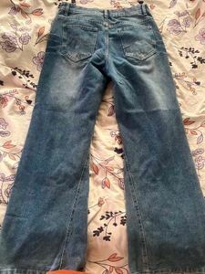 Wide Leg Blue Denim Jeans