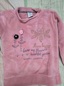 Girls Pink Velvet solid sweatshirt