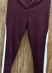 Maroon Pants with White Stripe