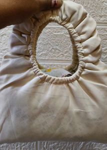Stylish Cream Ruched Handbag