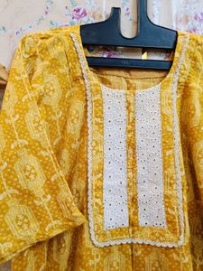 🇳🇿💫🎀Elegant Yellow Printed cotton Kurta Set