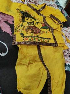 Yellow Krishna dress with dhoti for kids