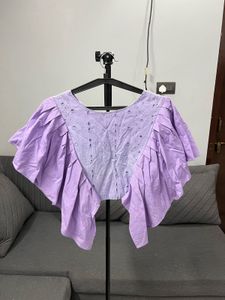 Lavender Eyelet Flutter Sleeve Top