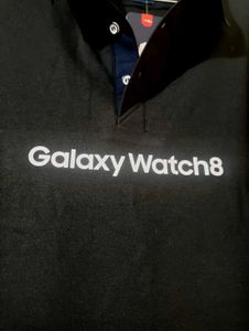 Limited Black Polo T-Shirt - Galaxy Watch 8 Print