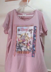 Pink Graphic T-Shirt For Gym/walking