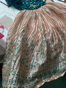 Beautiful Teal &amp; Peach long frock