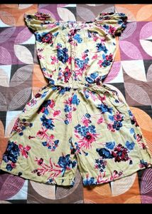 Floral Print Zipper Jumpsuit