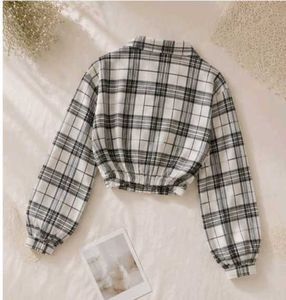 Plaid Tie-Front Cropped Shirt
