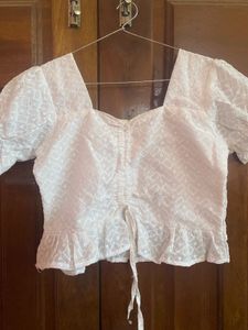 Chic White Broderie Anglaise Puff Sleeve Top